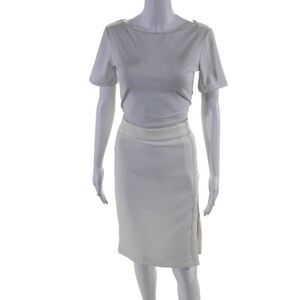 Ferre Milano Women's Hook Closure Slit Hem Unlined A-Line Mini Skirt White Size